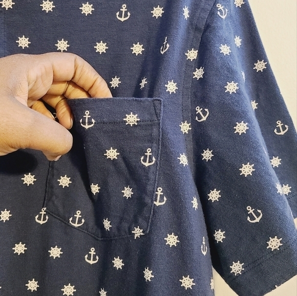 J. Crew Mercantile | Men's Quarter Button Anchor Wheel Navy Shirt (Size XL) - Picture 6 of 13